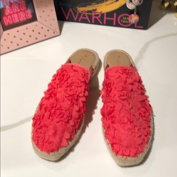 Anthropologie Pink Floral Espadrille Slides sz 41 - Picture 2 of 9